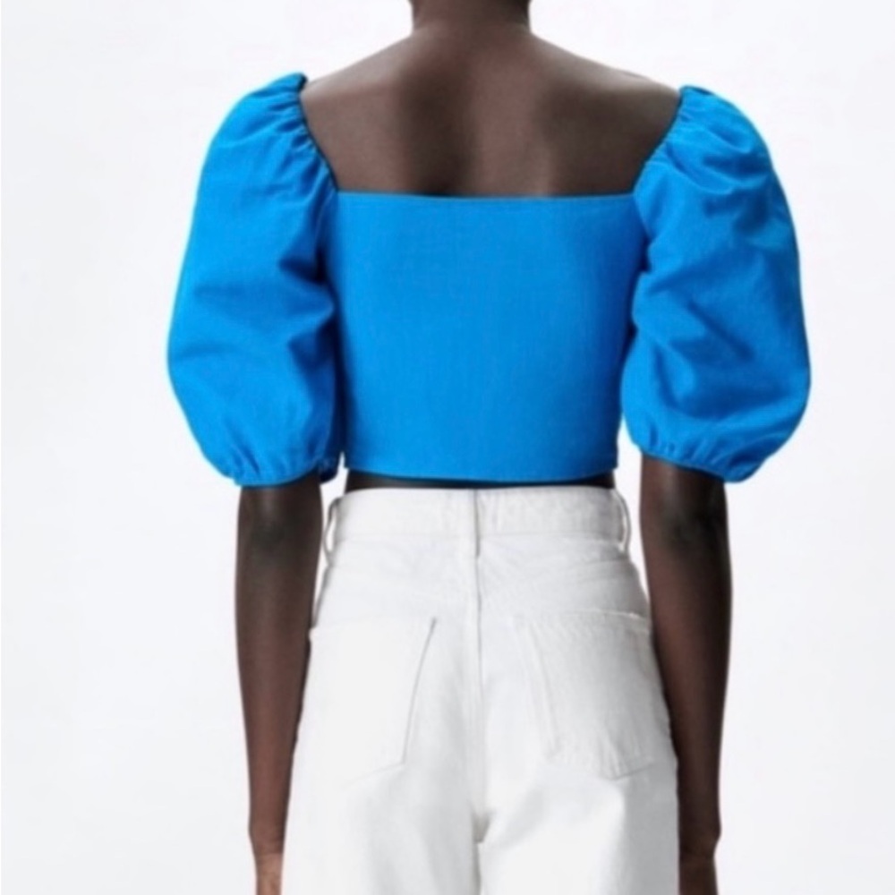 Zara Ladies Puff Sleeve Elasticated Crop Top